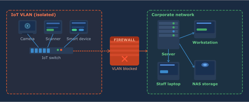 IoT device security camera isolated network VLAN