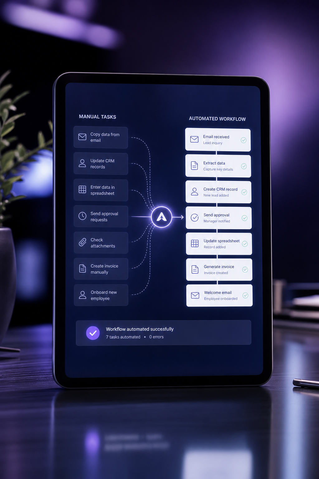 Digital data streams workflow automation technology concept